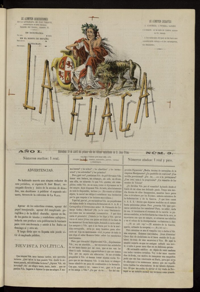 Miniatura de La Flaca del 10 de abril de 1869, nº 3
