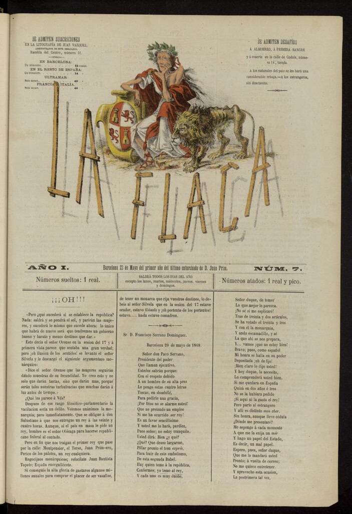 Miniatura de La Flaca del 23 de mayo de 1869, nº 7