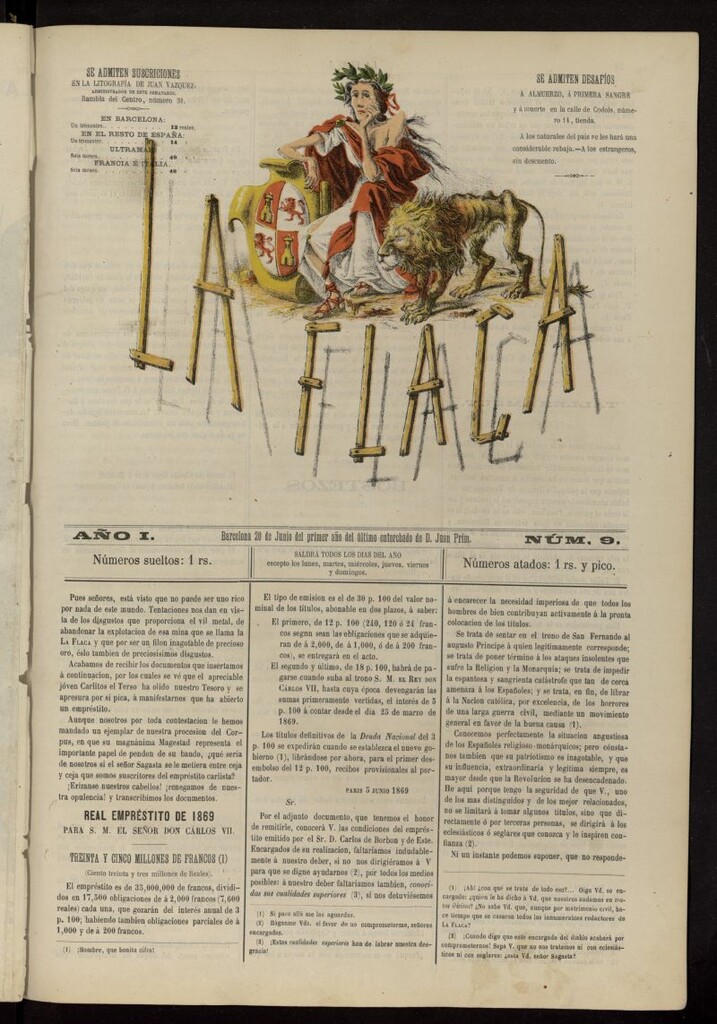 Miniatura de La Flaca del 20 de junio de 1869, nº 9