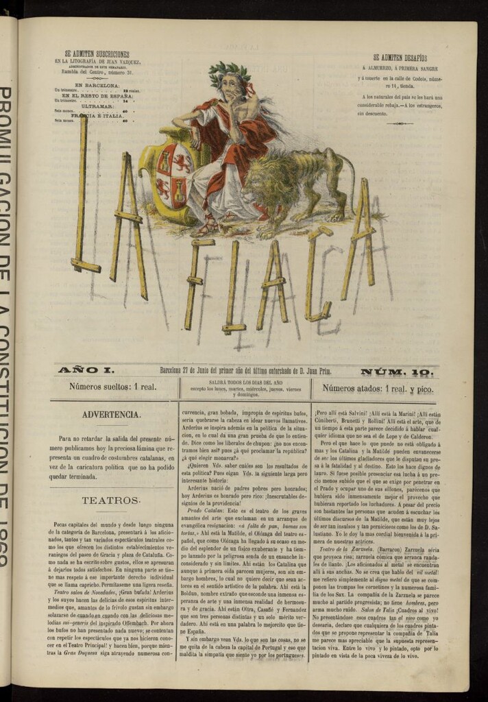 Miniatura de La Flaca del 27 de junio de 1869, nº 10
