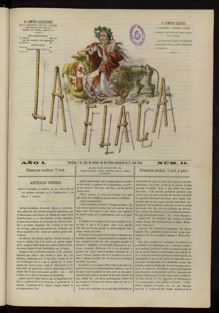 Miniatura de La Flaca del 3 de julio de 1869, nº 11