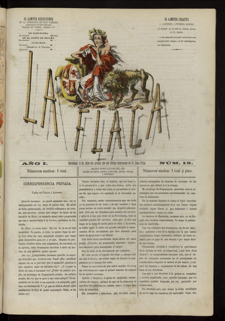 Miniatura de La Flaca del 31 de julio de 1869, nº 15