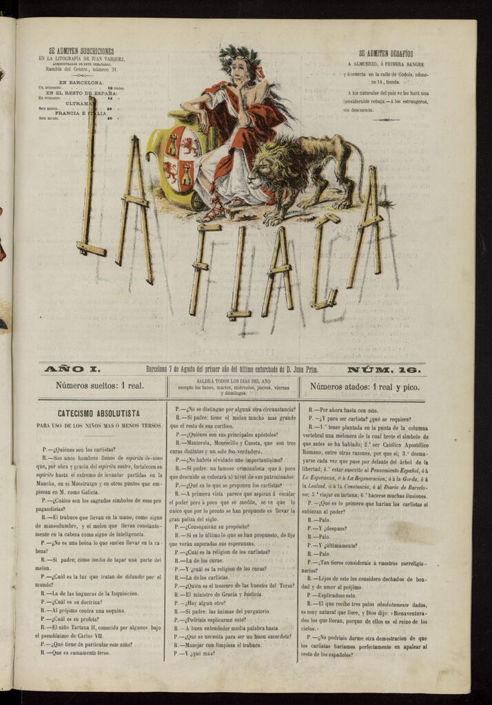 Miniatura de La Flaca del 7 de agosto de 1869, nº 16