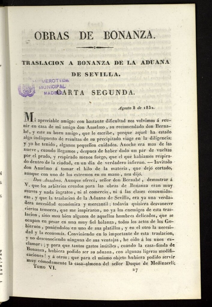 Miniatura de Cartas Españolas del 23 de agosto de 1832, cuaderno 66