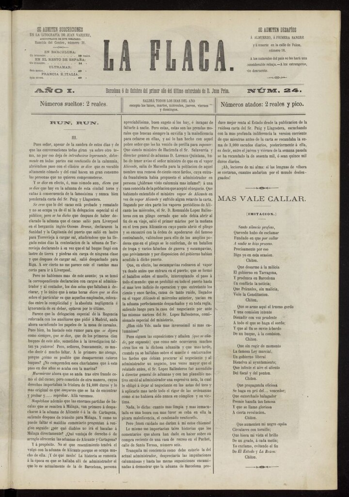 Miniatura de La Flaca del 6 de octubre de 1869, nº 24
