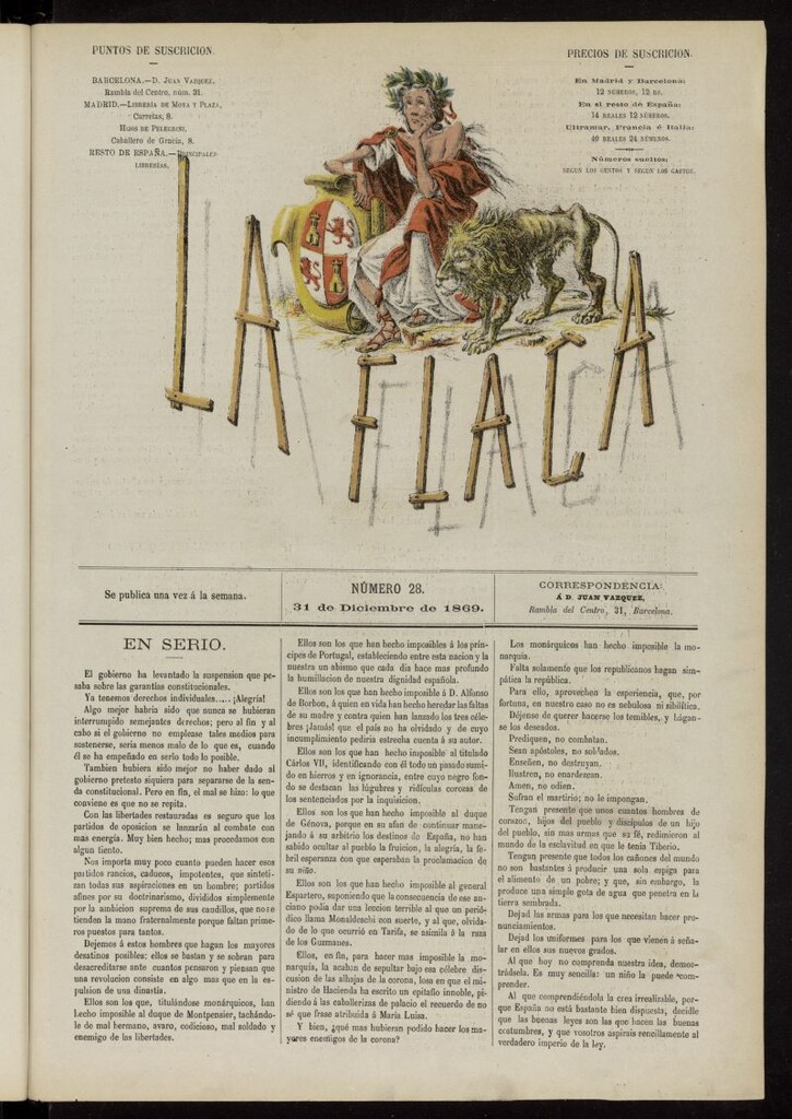 Miniatura de La Flaca del 31 de diciembre de 1869, nº 28