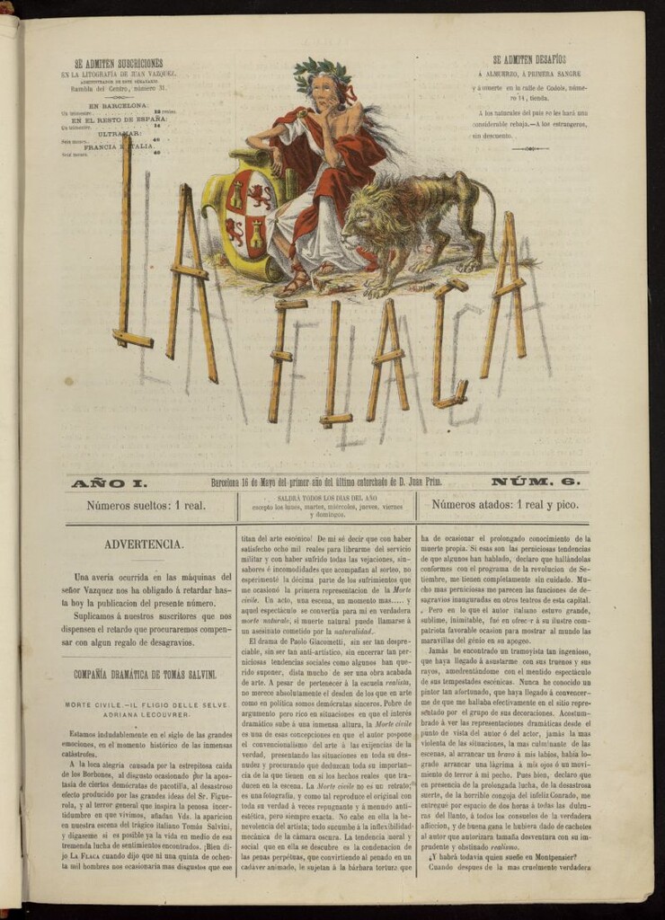 Miniatura de La Flaca del 16 de mayo de 1869, nº 6