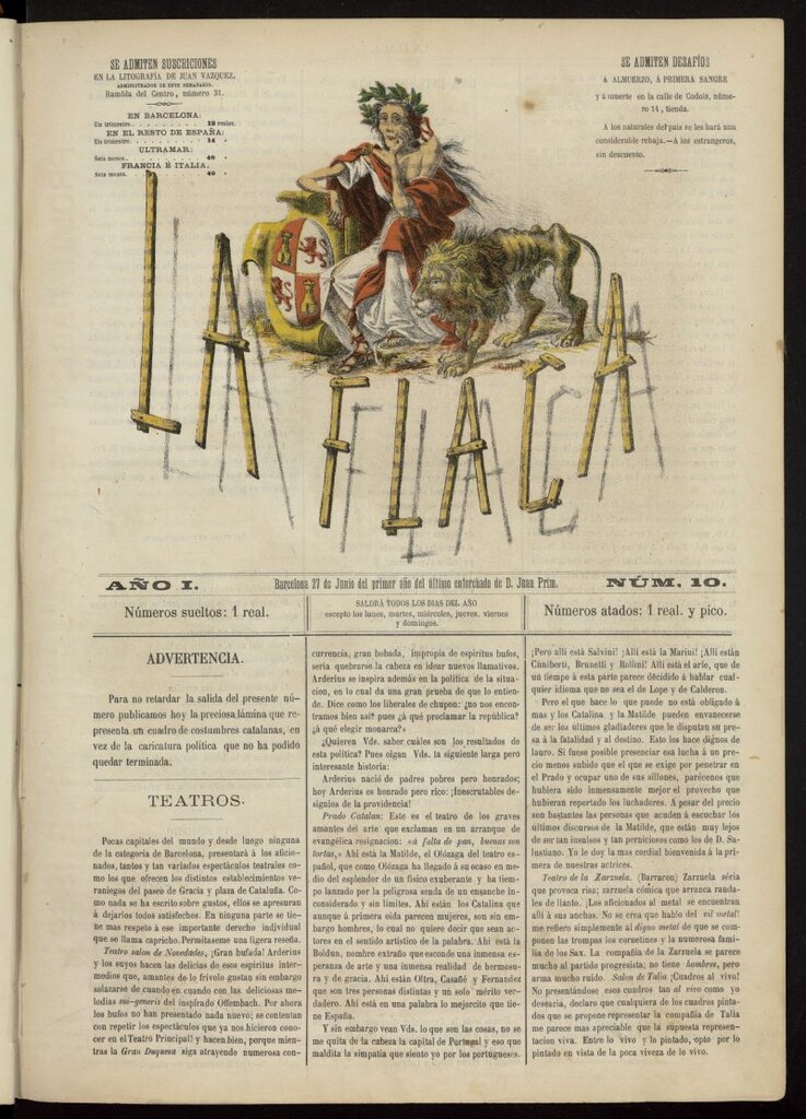 Miniatura de La Flaca del 27 de junio de 1869, nº 10