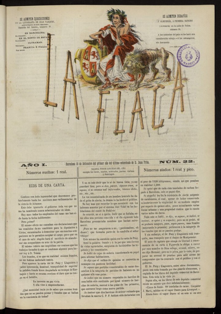 Miniatura de La Flaca del 18 de septiembre de 1869, nº 22