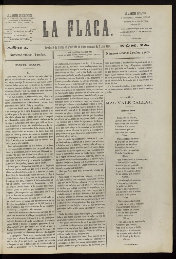 Miniatura de La Flaca del 6 de octubre de 1869, nº 24