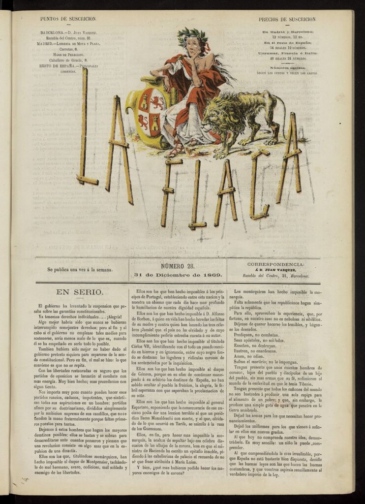 Miniatura de La Flaca del 31 de diciembre de 1869, nº 28