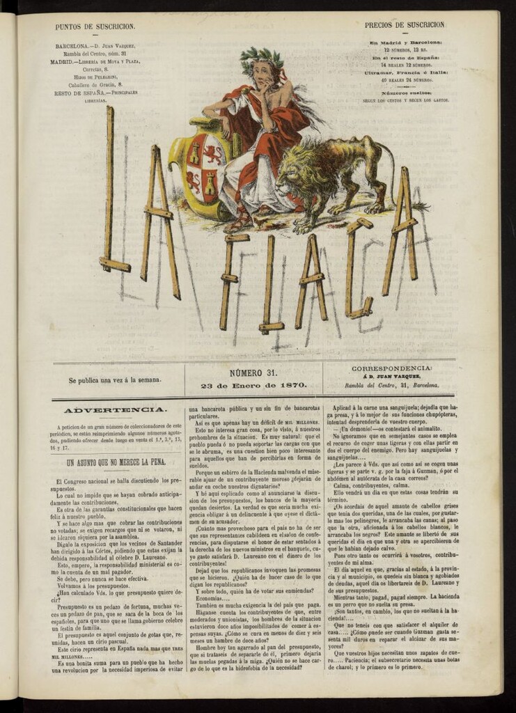 Miniatura de La Flaca del 23 de enero de 1870, nº 31