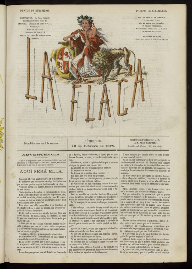 Miniatura de La Flaca del 13 de febrero de 1870, nº 34