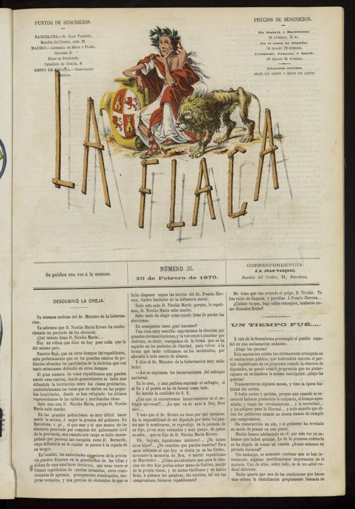 Miniatura de La Flaca del 20 de febrero de 1870, nº 35