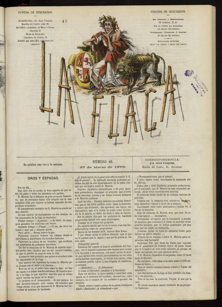 Miniatura de La Flaca del 27 de marzo de 1870, nº 40