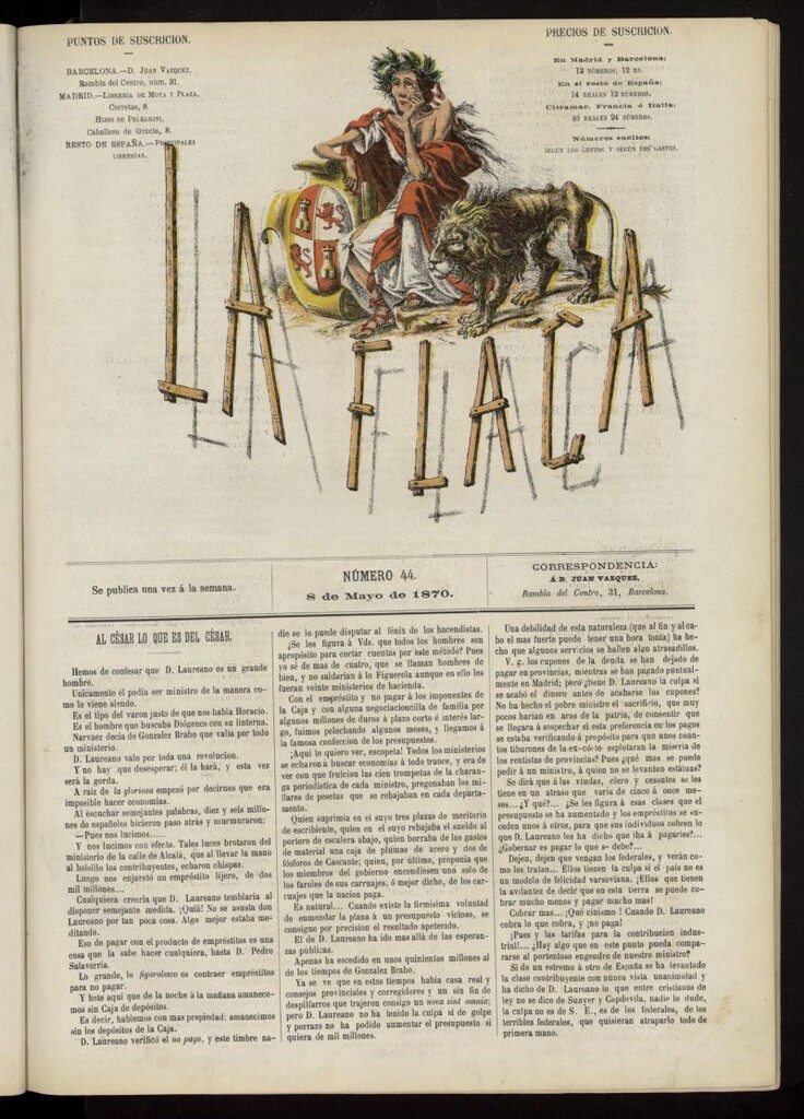 Miniatura de La Flaca del 8 de mayo de 1870, nº 44