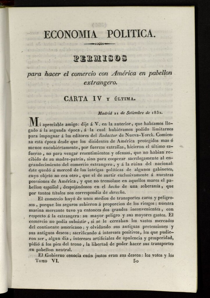 Miniatura de Cartas Españolas del 4 de octubre de 1832, cuaderno 72