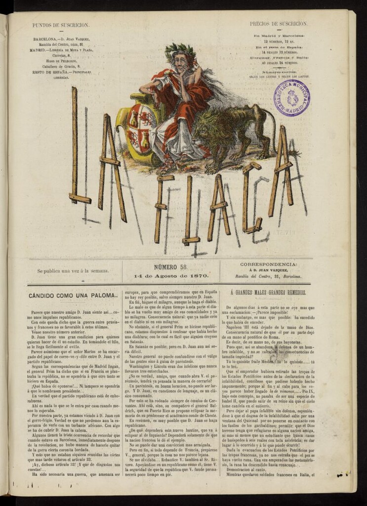 Miniatura de La Flaca del 14 de agosto de 1870, nº 58