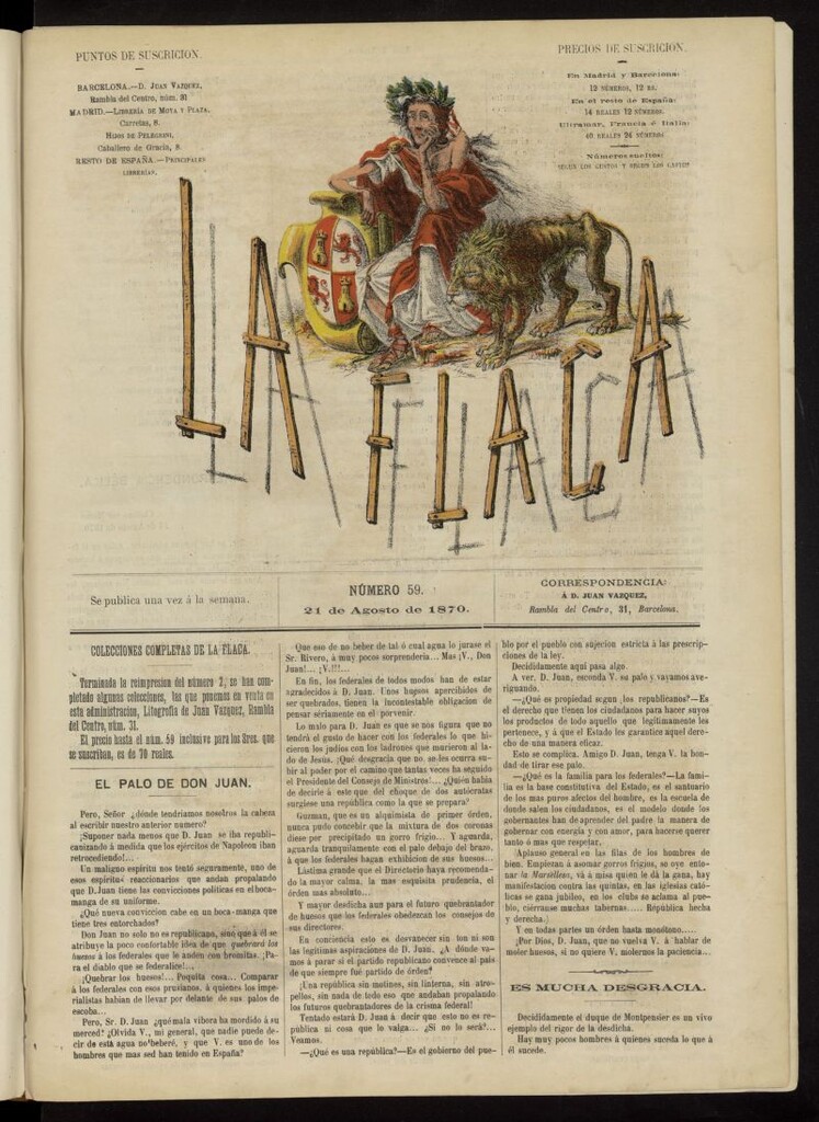 Miniatura de La Flaca del 21 de agosto de 1870, nº 59