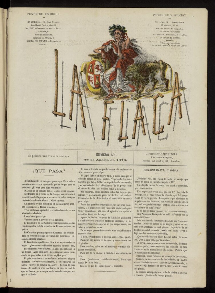 Miniatura de La Flaca del 28 de agosto de 1870, nº 60