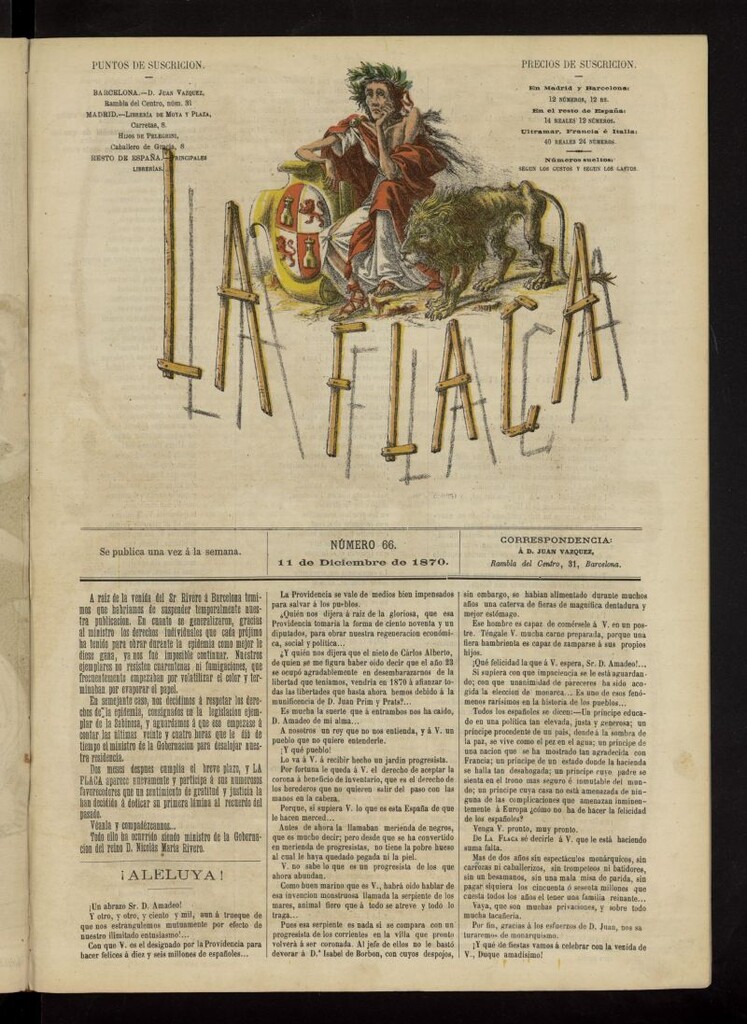 Miniatura de La Flaca del 11 de diciembre de 1870, nº 66