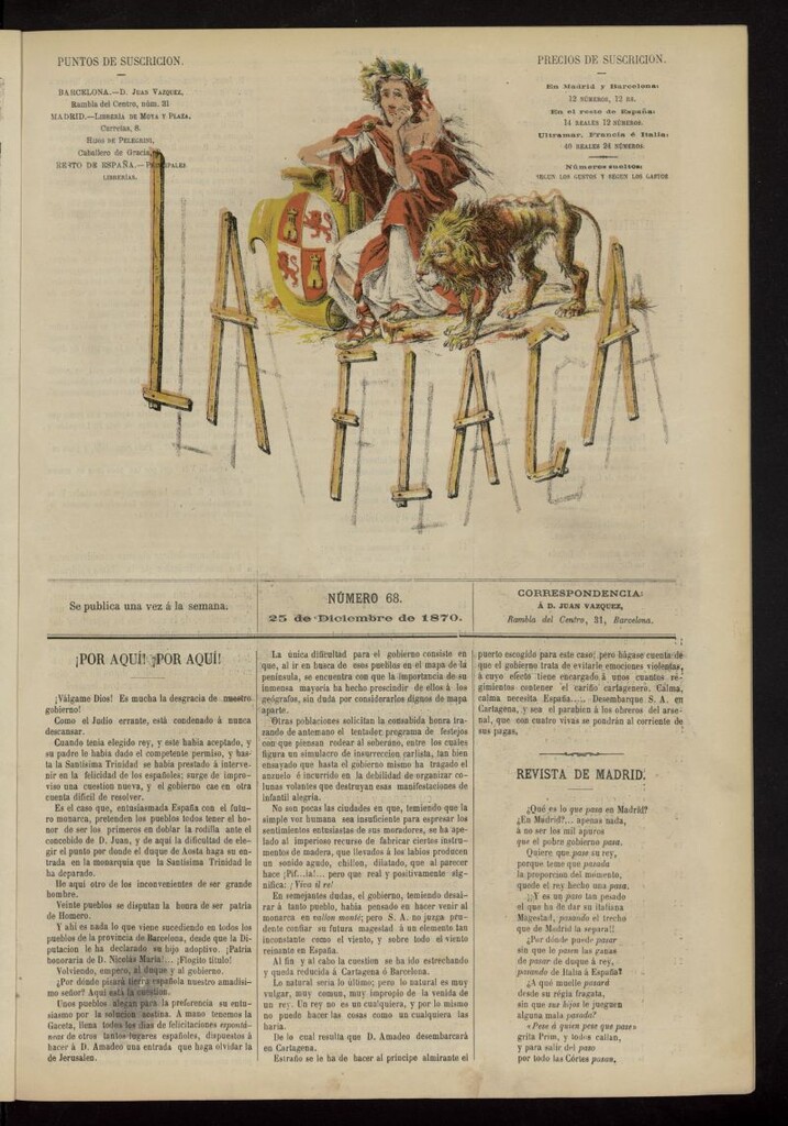Miniatura de La Flaca del 25 de diciembre de 1870, nº 68