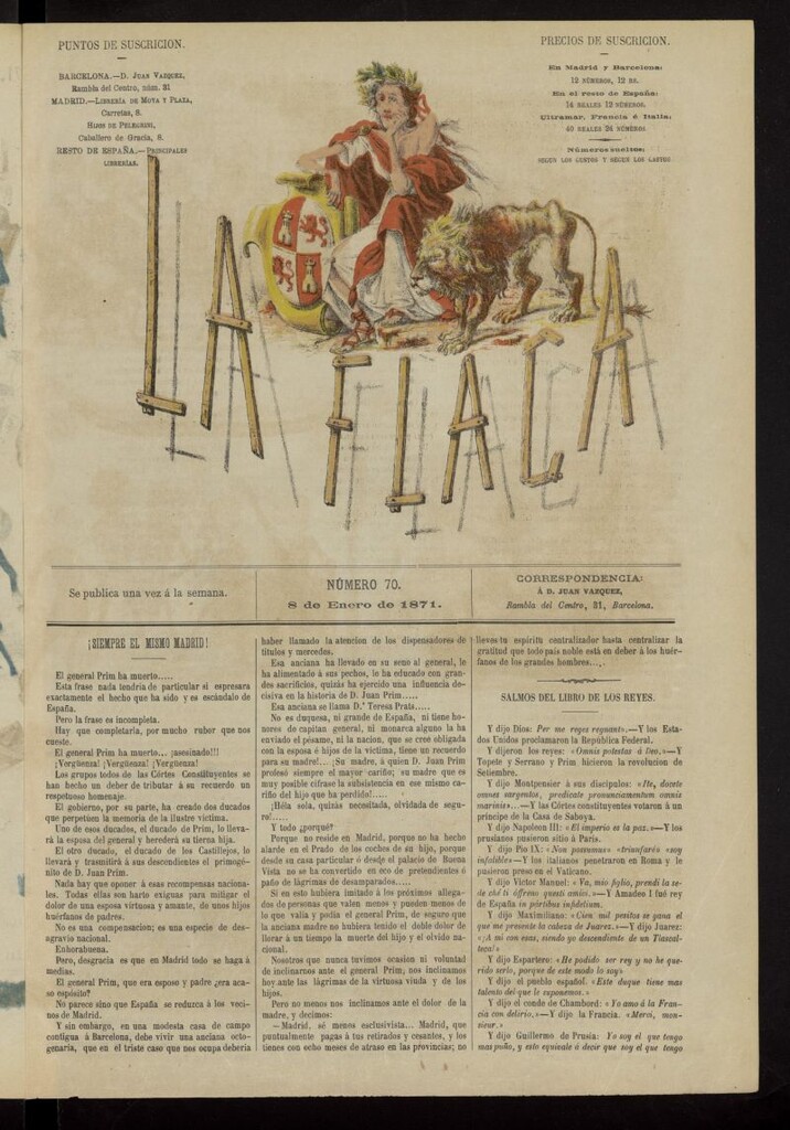 Miniatura de La Flaca del 8 de enero de 1871, nº 70