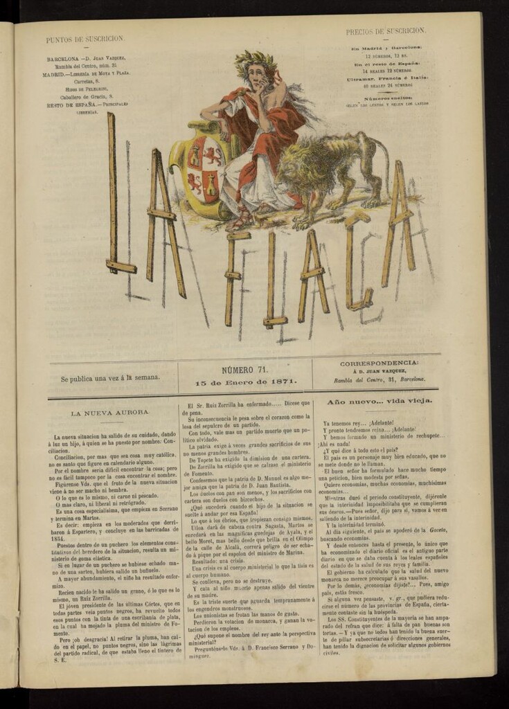 Miniatura de La Flaca del 15 de enero de 1871, nº 71