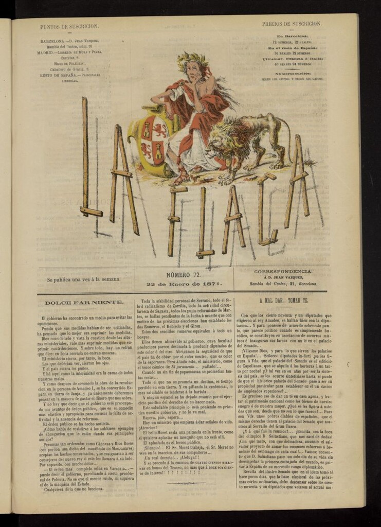 Miniatura de La Flaca del 22 de enero de 1871, nº 72