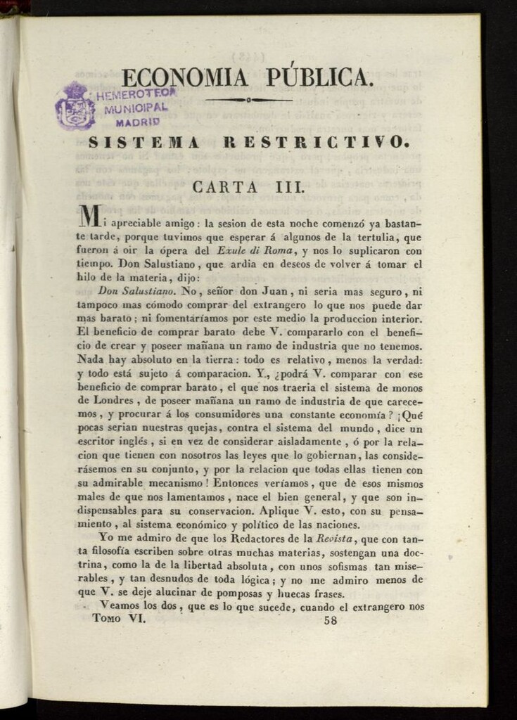 Miniatura de Cartas Españolas del 18 de octubre de 1832, cuaderno 74