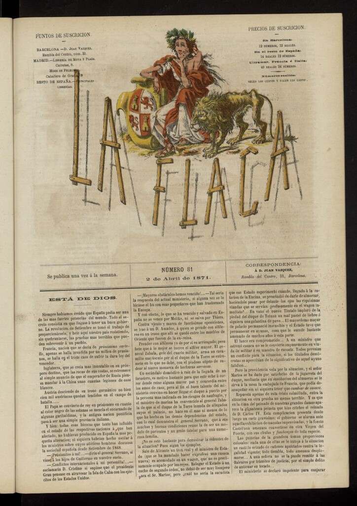 Miniatura de La Flaca del 2 de abril de 1871, nº 81