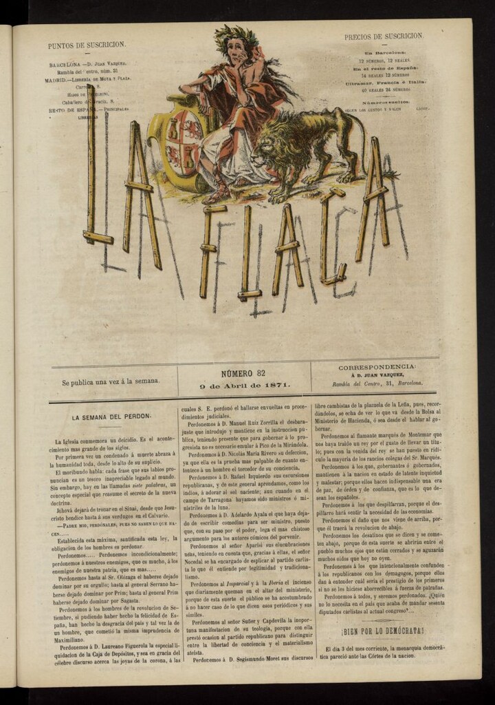 Miniatura de La Flaca del 9 de abril de 1871, nº 82