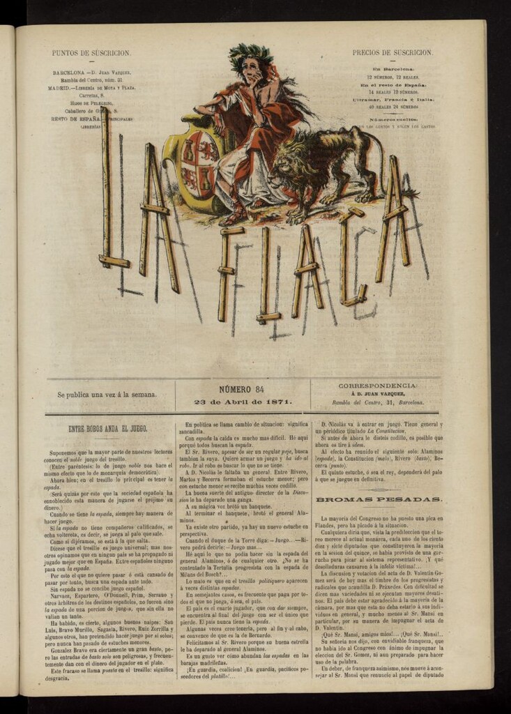 Miniatura de La Flaca del 23 de abril de 1871, nº 84