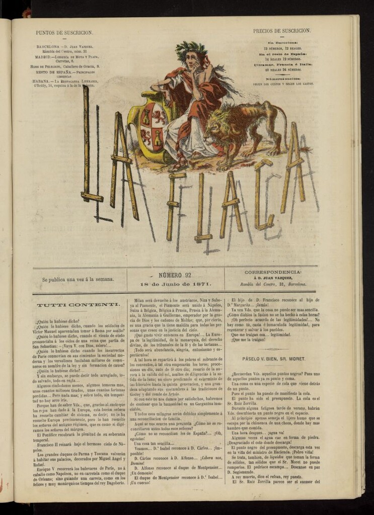 Miniatura de La Flaca del 18 de junio de 1871, nº 92