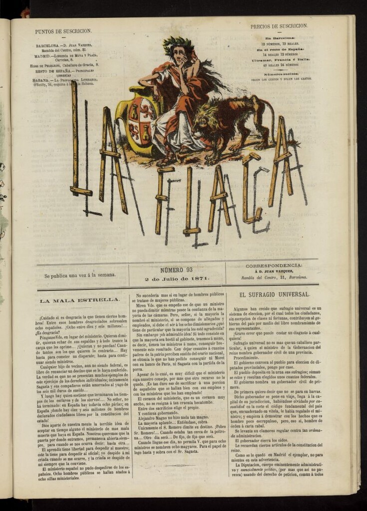 Miniatura de La Flaca del 2 de julio de 1871, nº 93