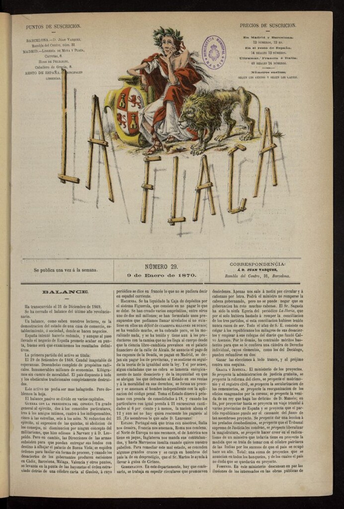 Miniatura de La Flaca del 9 de enero de 1870, nº 29
