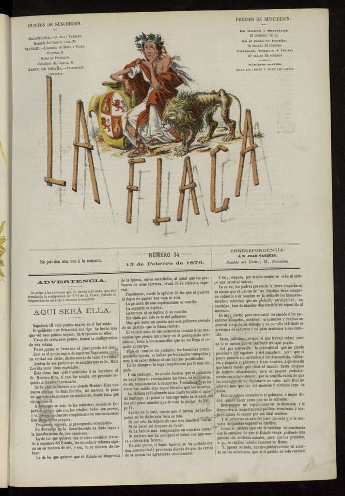 Miniatura de La Flaca del 13 de febrero de 1870, nº 34