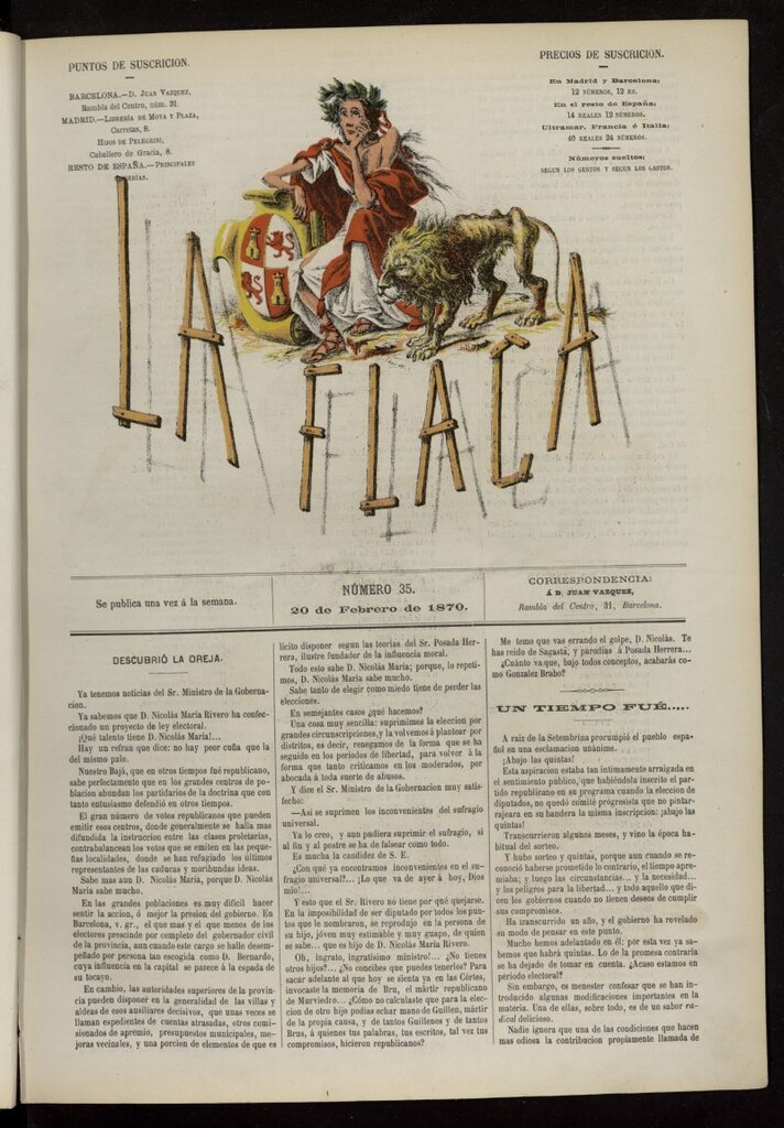 Miniatura de La Flaca del 20 de febrero de 1870, nº 35