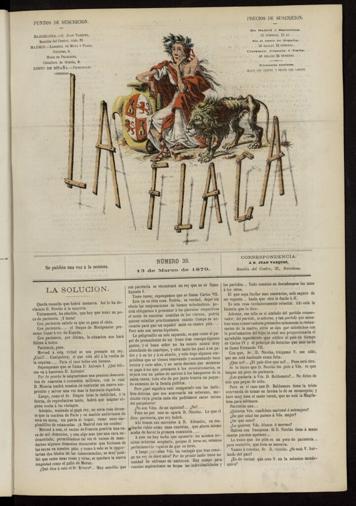 Miniatura de La Flaca del 13 de marzo de 1870, nº 38