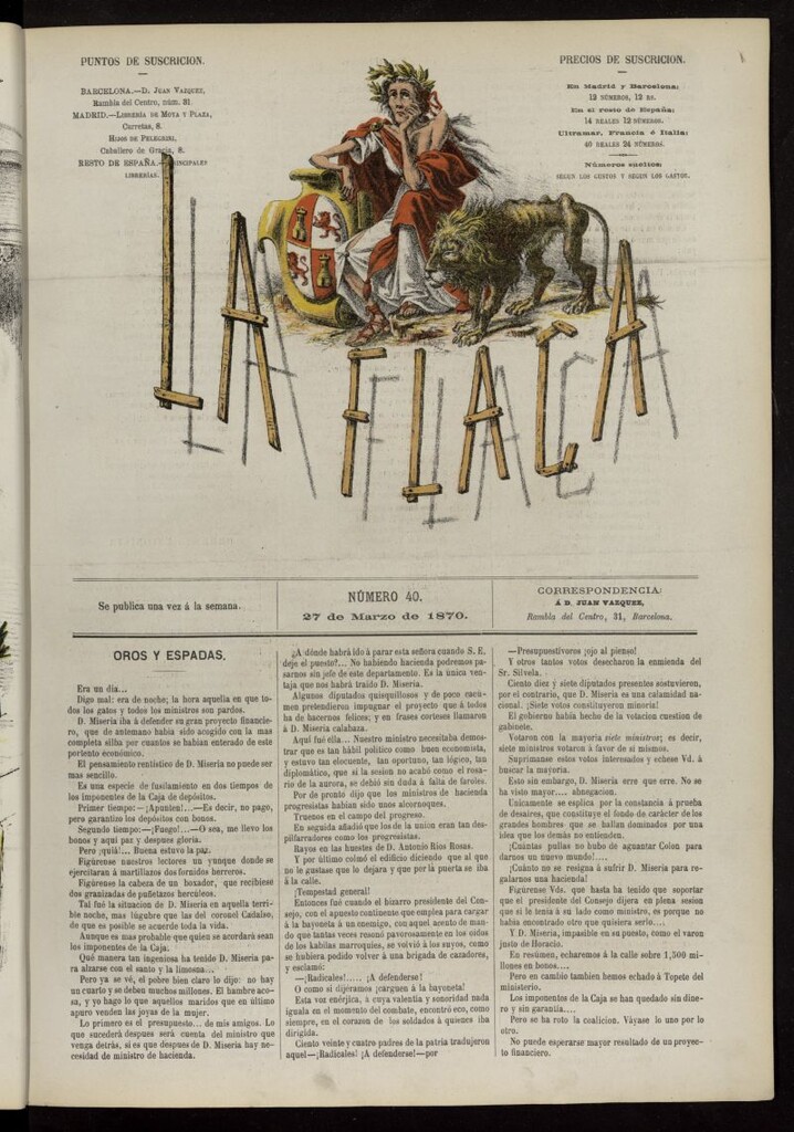 Miniatura de La Flaca del 27 de marzo de 1870, nº 40