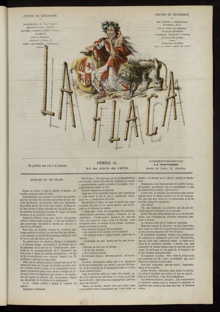 Miniatura de La Flaca del 24 de abril de 1870, nº 42