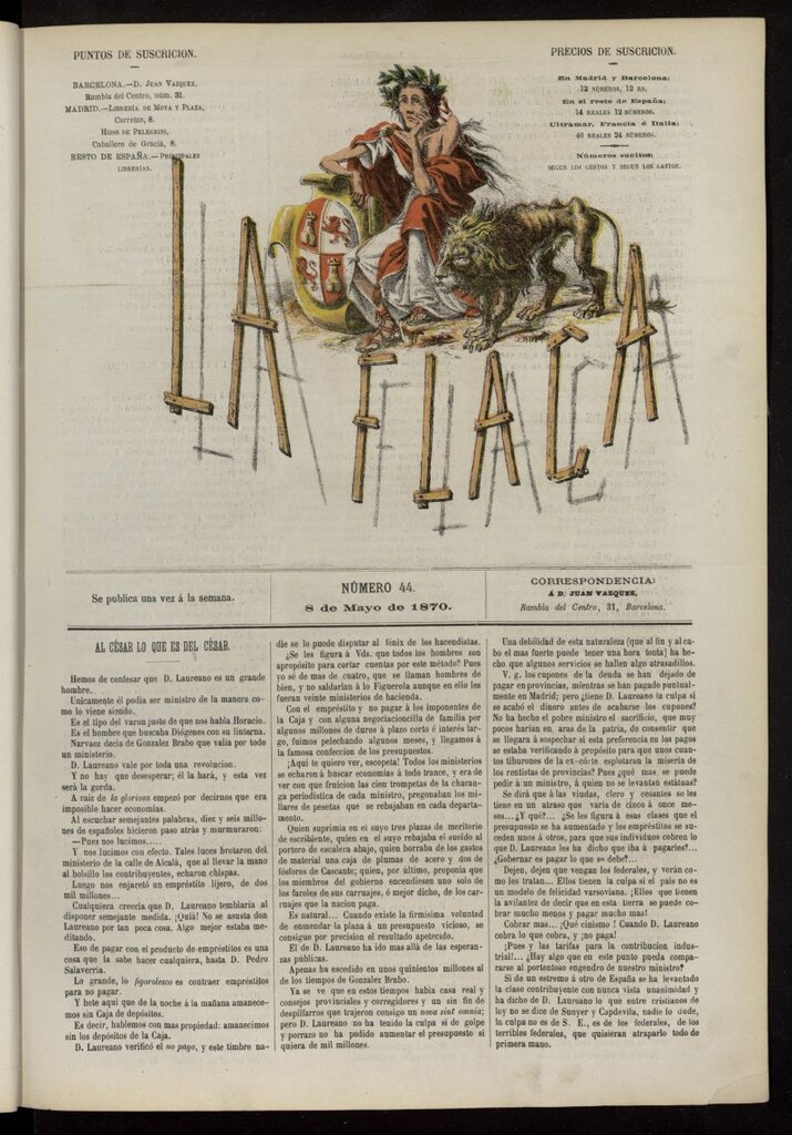 Miniatura de La Flaca del 8 de mayo de 1870, nº 44