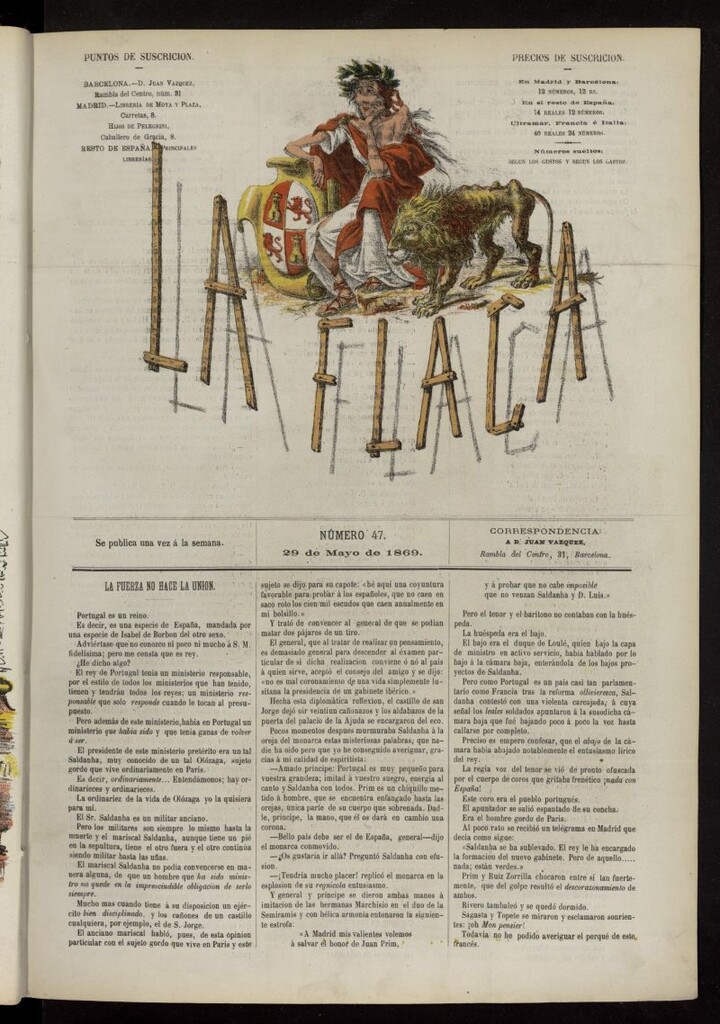 Miniatura de La Flaca del 29 de mayo de 1869 [sic], nº 47