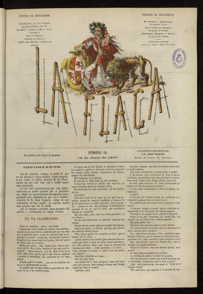 Miniatura de La Flaca del 12 de junio de 1870, nº 49