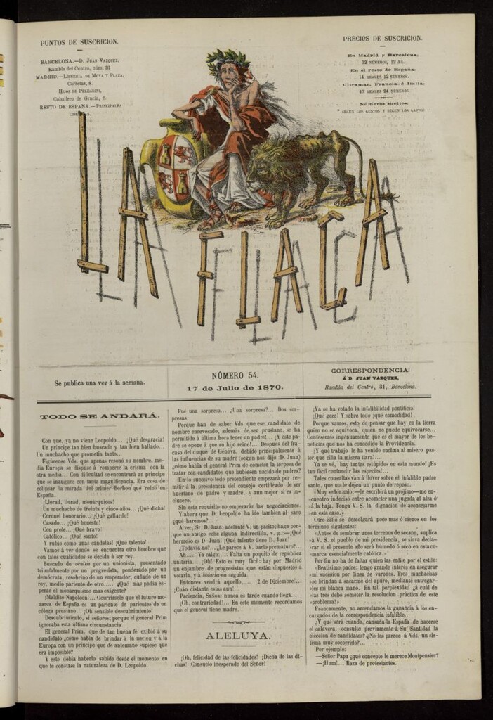 Miniatura de La Flaca del 17 de julio de 1870, nº 54