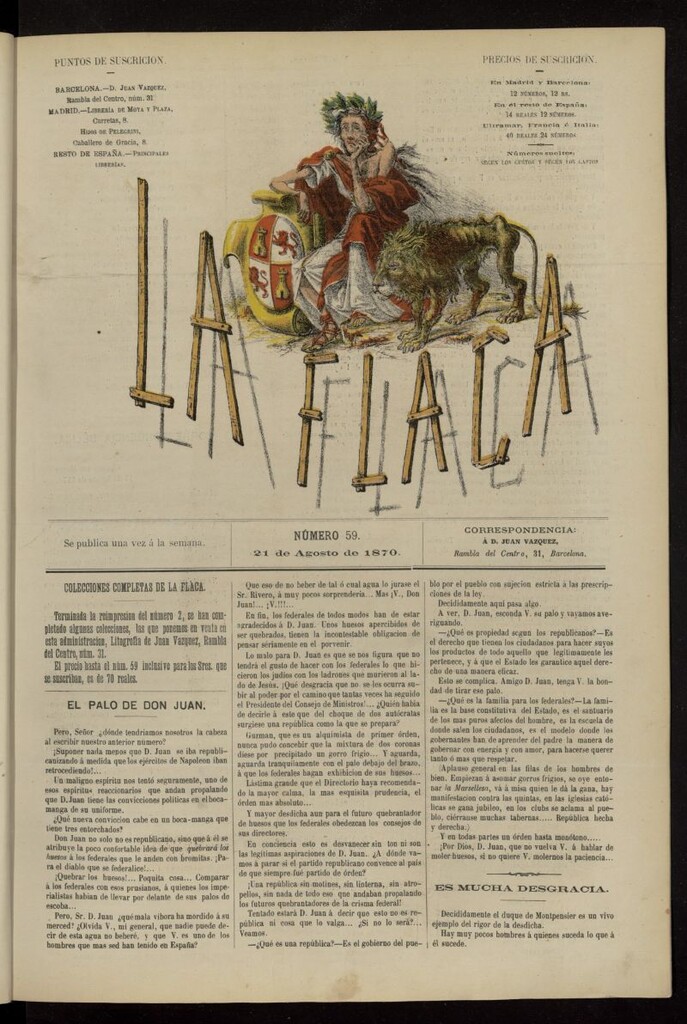 Miniatura de La Flaca del 21 de agosto de 1870, nº 59