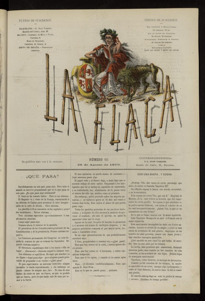 Miniatura de La Flaca del 28 de agosto de 1870, nº 60