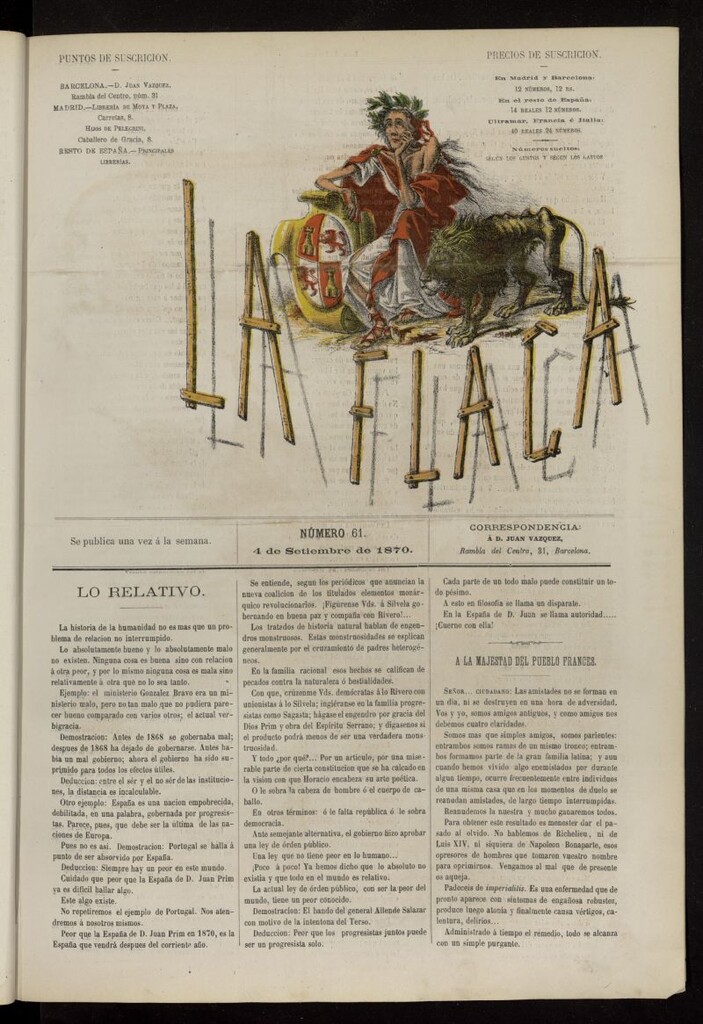 Miniatura de La Flaca del 4 de septiembre de 1870, nº 61
