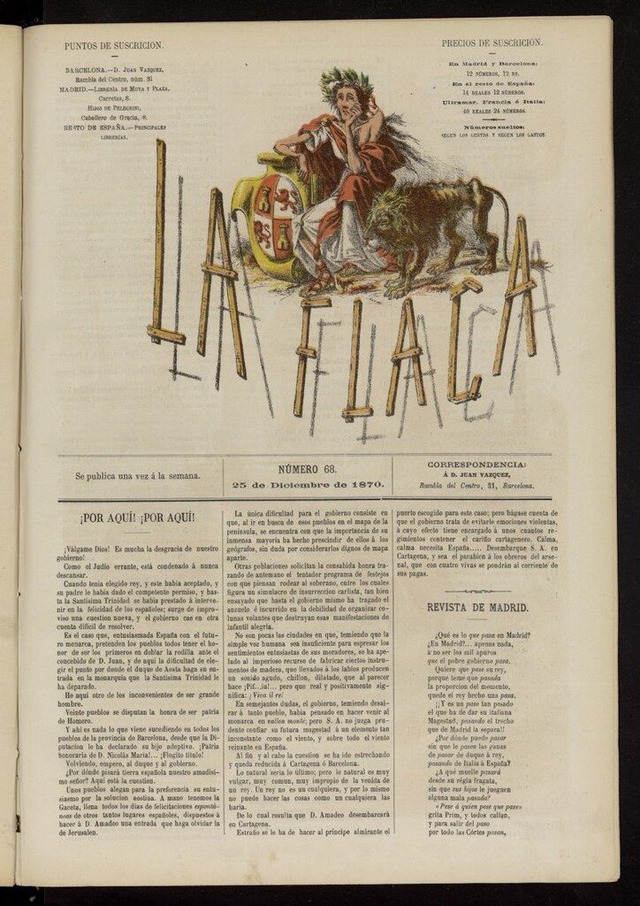 Miniatura de La Flaca del 25 de diciembre de 1870, nº 68