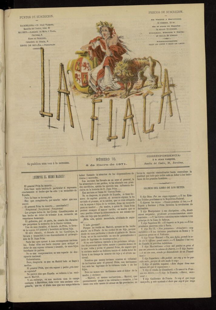 Miniatura de La Flaca del 8 de enero de 1871, nº 70